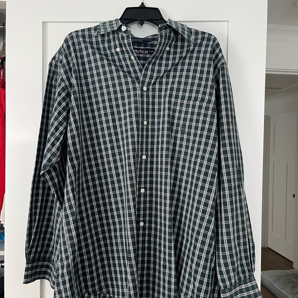Nautica Green Casual Button Down Shirt